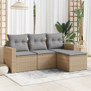 Loungeset 4-delig poly rattan beige