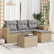 Loungeset 5-delig poly rattan beige