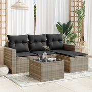 Loungeset 5-delig poly rattan lichtgrijs