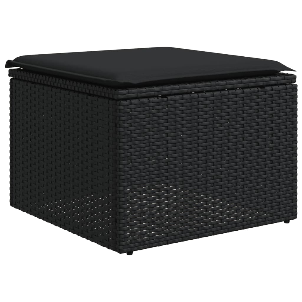 5-delige Loungeset met kussens poly rattan zwart Zwart Zonder tafel