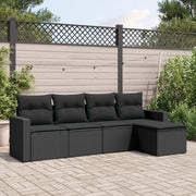 Loungeset 5-delig poly rattan zwart