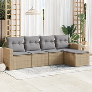 Loungeset 5-delig poly rattan beige