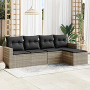 Loungeset 5-delig poly rattan lichtgrijs
