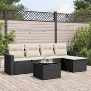 Loungeset 6-delig poly rattan zwart