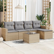 Loungeset 6-delig poly rattan beige