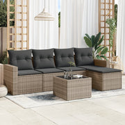 Loungeset 6-delig poly rattan grijs