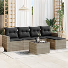 6-piece Lounge Set with cushions poly rattan light grey