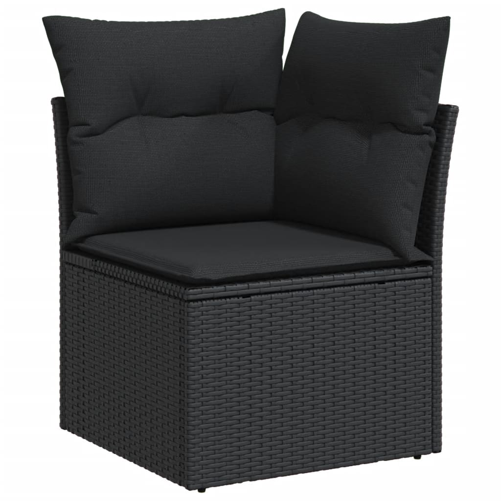 4-delige Loungeset met kussens poly rattan zwart Zwart Zonder tafel