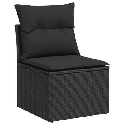 4-delige Loungeset met kussens poly rattan zwart Zwart Zonder tafel