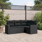 4-delige Loungeset met kussens poly rattan zwart Zwart Zonder tafel