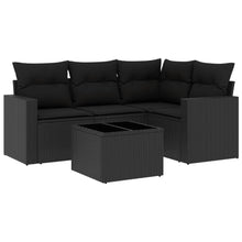 5-delige Loungeset met kussens poly rattan zwart Zwart Met tafel
