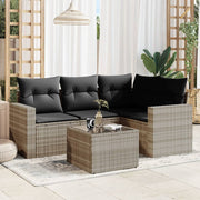 Loungeset 5-delig poly rattan lichtgrijs