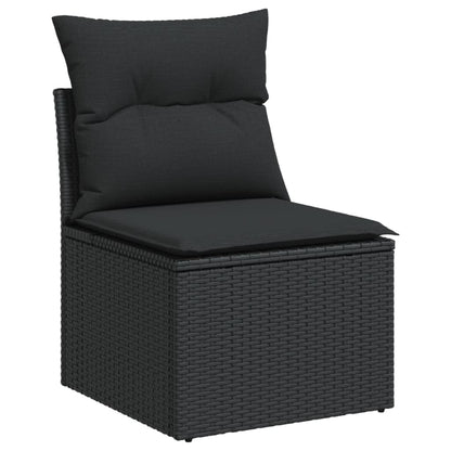 5-delige Loungeset met kussens poly rattan zwart 1 Zwart