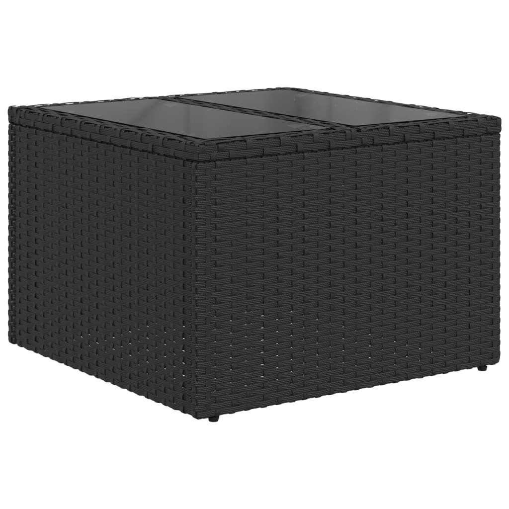 6-delige Loungeset met kussens poly rattan zwart Zwart en crème Met tafel