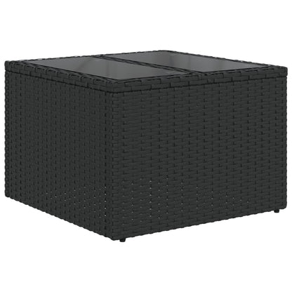 6-delige Loungeset met kussens poly rattan zwart Zwart en crème Met tafel