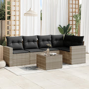 Loungeset 6-delig poly rattan lichtgrijs