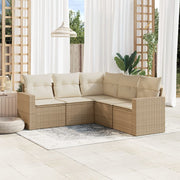 Loungeset 5-delig poly rattan beige