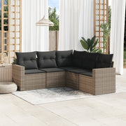 Loungeset 5-delig poly rattan grijs