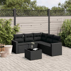 6-delige Loungeset met kussens poly rattan zwart Zwart Met tafel