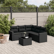 Loungeset 6-delig poly rattan zwart