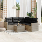 6-piece Lounge Set with cushions poly rattan light grey