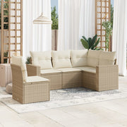 Loungeset 5-delig poly rattan beige