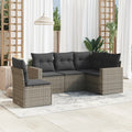 5-delige Loungeset met kussens poly rattan grijs