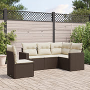 Loungeset poly rattan bruin 5-delig