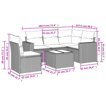 6-Delige Loungeset Met Kussens Poly Rattan Zwart