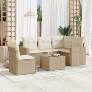 Loungeset 6-delig poly rattan beige