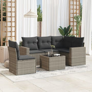 6-piece Lounge Set with Cushions Poly Rattan Grey