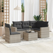 6-piece Lounge Set with cushions poly rattan light grey