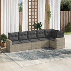6-piece Lounge Set with cushions poly rattan light grey