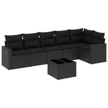 7-Delige Loungeset Met Kussens Poly Rattan Zwart
