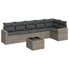 7-Delige Loungeset Met Kussens Poly Rattan Grijs