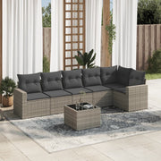 7-piece Lounge Set with Cushions poly rattan grey