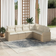 Loungeset 6-delig poly rattan beige