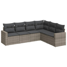 6-Delige Loungeset Met Kussens Poly Rattan Grijs