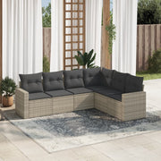 Loungeset 6-delig poly rattan lichtgrijs