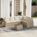 7-Delige Loungeset Met Kussens Poly Rattan Beige