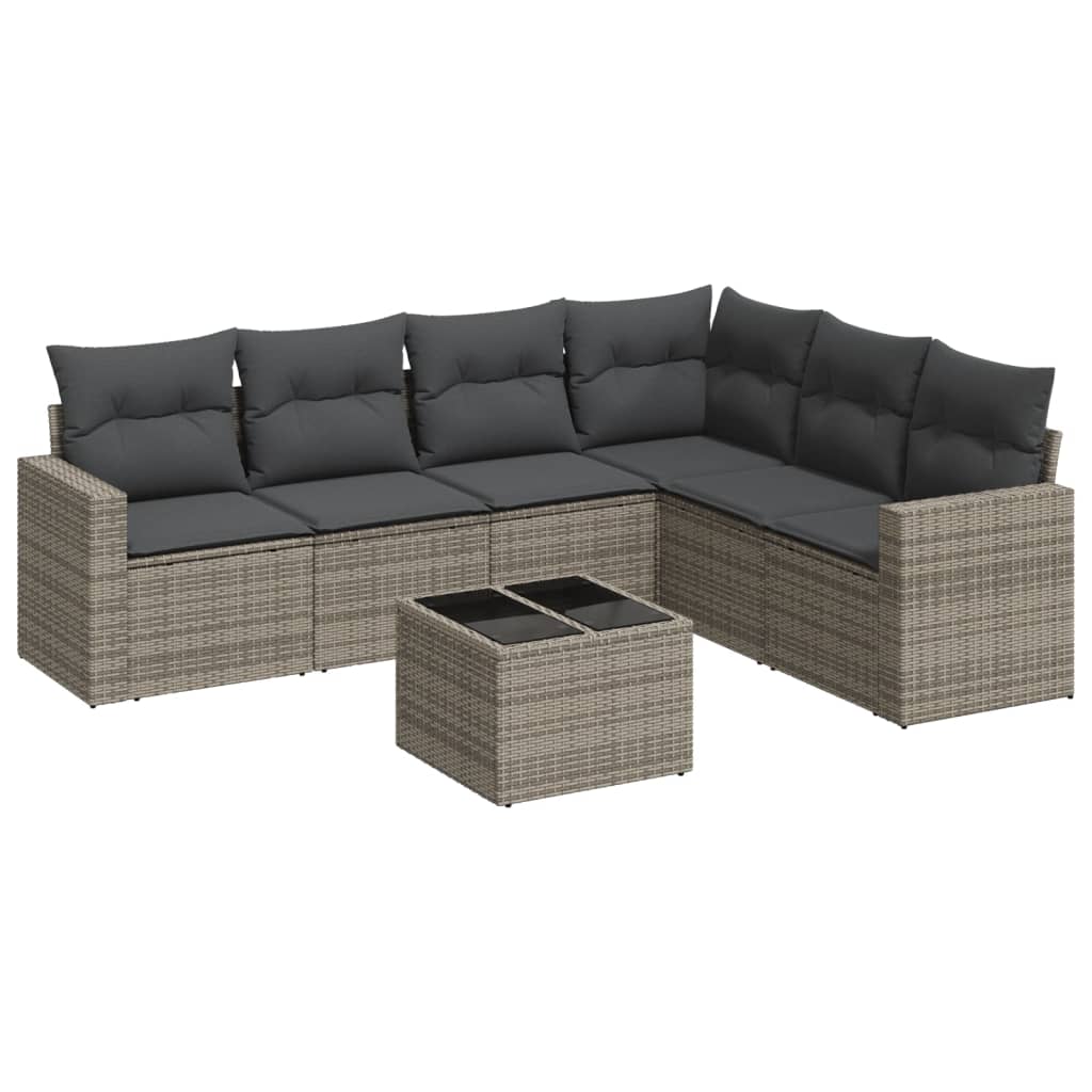 7-Delige Loungeset Met Kussens Poly Rattan