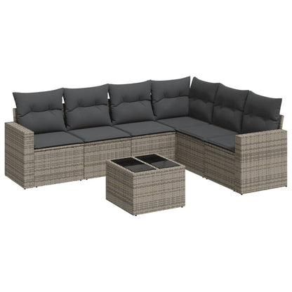 7-Delige Loungeset Met Kussens Poly Rattan