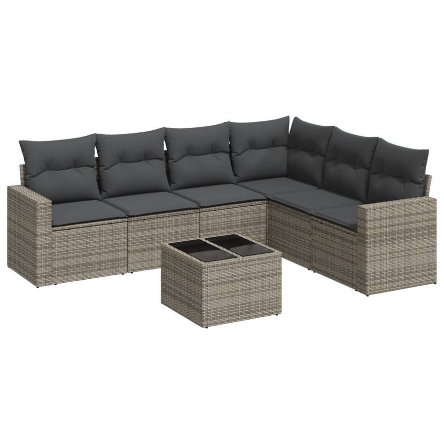7-Delige Loungeset Met Kussens Poly Rattan