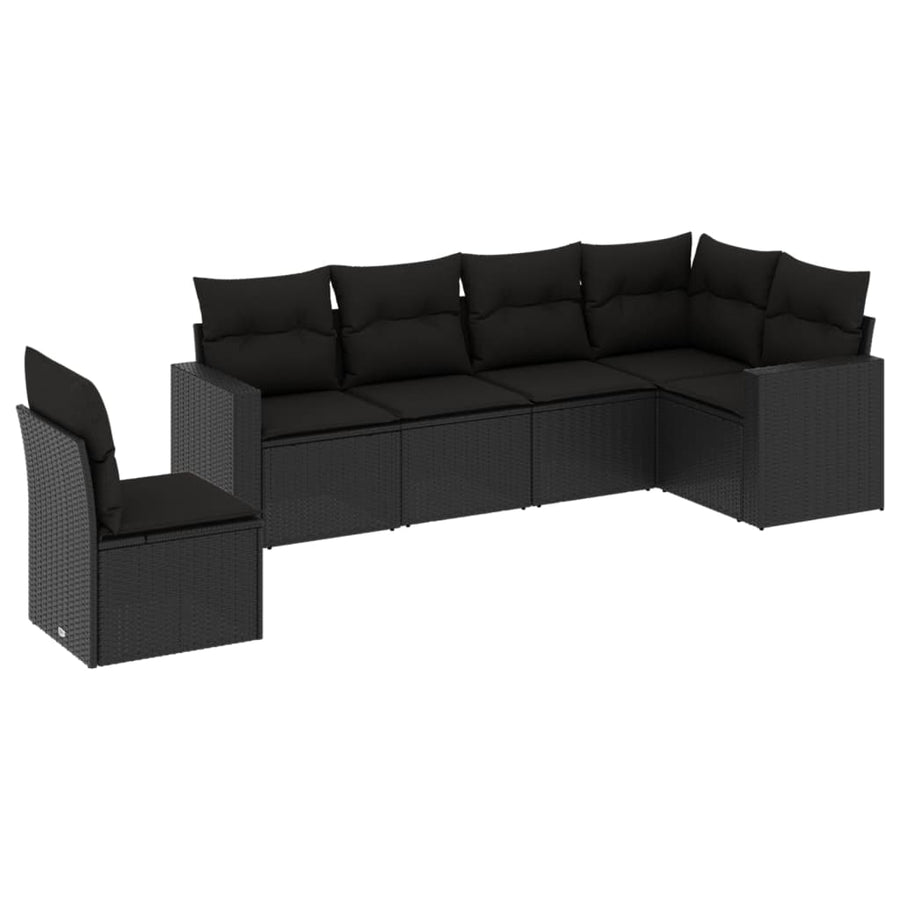 6-Delige Loungeset Met Kussens Poly Rattan Zwart