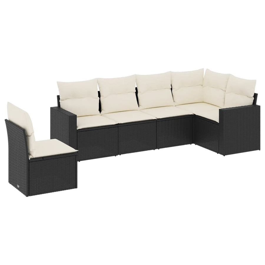6-Delige Loungeset Met Kussens Poly Rattan Zwart