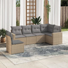 6-piece Lounge Set with cushions poly rattan beige