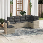 Loungeset 6-delig poly rattan lichtgrijs