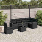 Loungeset 7-delig poly rattan zwart