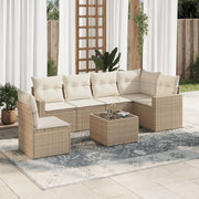 Loungeset 7-delig poly rattan beige