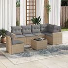 7-Delige Loungeset Met Kussens Poly Rattan Beige